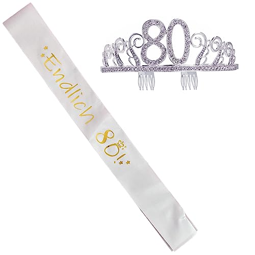 jenich 2er Set 80. Geburtstag Schärpe und Tiara Weiß Geburtstag Schärpe Geburtstag Krone 80 Geburtstagskrone Prinzessin Kristall Krone Schärpe für 80. Geburtstag Geschenke Partyzubehör jenich 2er Set 80. Geburtstag Schärpe und Tiara Weiß Geburtstag Schärpe Geburtstag Krone 80 Geburtstagskrone Prinzessin Kristall Krone Schärpe für 80. Geburtstag Geschenke Partyzubehör von jenich