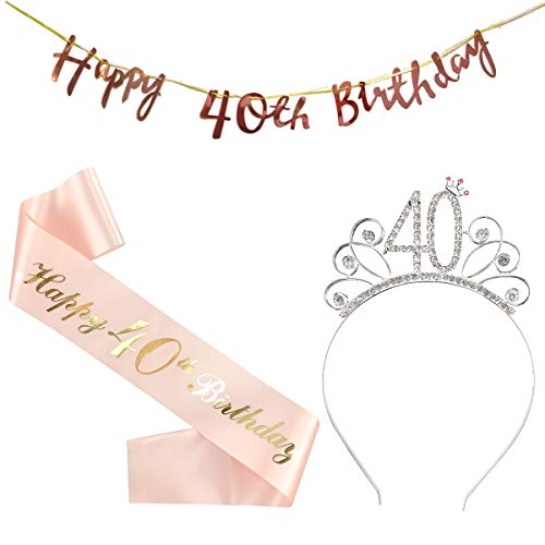 3er Set Happy 40 Birthday Geburtstag Schärpe Geburtstags Krone 40. Geburtstag Kristall Tiara Krone happy 40th birthday banner girlande für 40. Geburtstag Party Deko Accessoires Geschenk 3er Set Happy 40 Birthday Geburtstag Schärpe Geburtstags Krone 40. Geburtstag Kristall Tiara Krone happy 40th birthday banner girlande für 40. Geburtstag Party Deko Accessoires Geschenk von jenich
