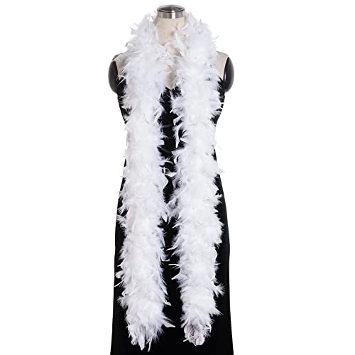 Federboa Feder Boa Kostüm-Accessoire für 20er Jahre 1920s Gatsby Karneval Halloween Fasching Kostümzubehör Theater Kostüm (2m/6.6ft, weiß) von jerbro