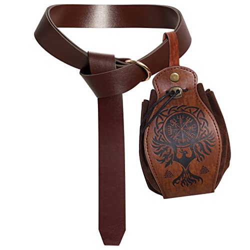 jerbro 2er Mittelalterlicher Kunstledergürtel + Leder Wikingertasche Kompassmuster-Geldbörse Wikinger-Drachenmuster Kostümzubehör für Halloween Cosplay Ritter Pirate Wikinger Kostüm (Phönix) jerbro 2er Mittelalterlicher Kunstledergürtel + Leder Wikingertasche Kompassmuster-Geldbörse Wikinger-Drachenmuster Kostümzubehör für Halloween Cosplay Ritter Pirate Wikinger Kostüm (Phönix) von jerbro