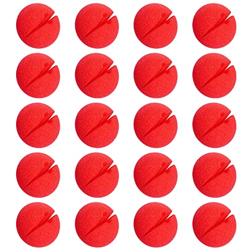 jerbro 20 Stück Clown Nase Rot Schaumnase Nasenset Clownsnasen für Halloween Weihnachten Kostüm Karneval Cosplay Red Nase Mottopartys Party von jerbro