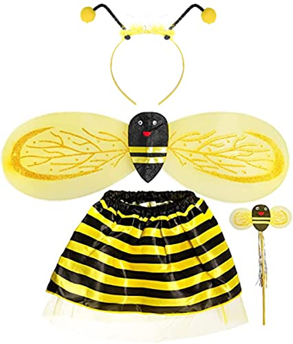 jerbro 4 Stück Bienen Outfits Faschingskostüme Tutu Rock + Flügel + Antennen-Stirnband + Feenhafter Zauberstab für Damen Karneval Halloween Party jerbro 4 Stück Bienen Outfits Faschingskostüme Tutu Rock + Flügel + Antennen-Stirnband + Feenhafter Zauberstab für Damen Karneval Halloween Party von jerbro
