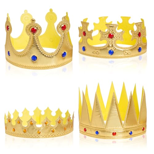 jerbro 4pcs Königskrone Geburtstag Krone Kostüm Hut Mittelalterliche Königin Krone für Halloween Karneval Mottoparty Fasching Cosplay Party jerbro 4pcs Königskrone Geburtstag Krone Kostüm Hut Mittelalterliche Königin Krone für Halloween Karneval Mottoparty Fasching Cosplay Party von jerbro