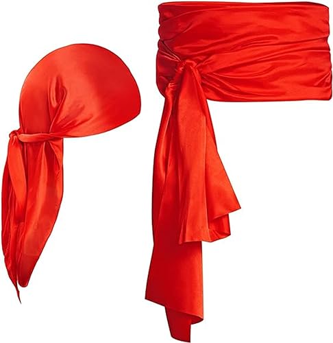 Jerbro Mittelalter Schärpe und Gürtel für Halloween Renaissance Kapitän Piraten Kostüm Karneval Cosplay Verkleidung (Rot) von jerbro
