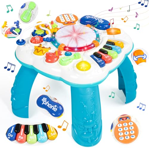 Baby Spielzeug ab 1 Jahr - Spieltisch Kinderspielzeug ab 1 Jahr mit Licht Musik Spielzeug ab 1 Jahr 6 in 1 Activity Center Baby Musikinstrumente Kinder Geschenke ab 1 2 3 Jahr Junge Mädchen von jerryvon