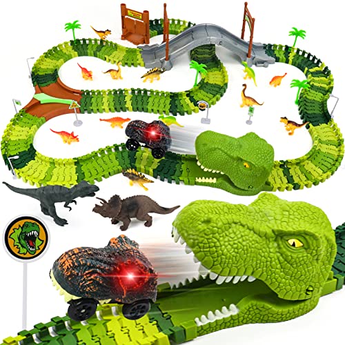 jerryvon Autorennbahn Dinosaurier Spielzeug 2 3 4 5 6 Jahre Junge Kinderspielzeug Mit Dino Cars 14 Strax Rennbahn Für Geschenk Mädchen von jerryvon