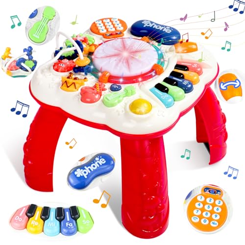 Kinderspielzeug Ab 1 Jahr - 6 in 1 Spieltisch Babyspielzeug Ab 1 Jahr mit Musik Licht Lernspielzeug Musikspielzeug für Kinder Busy Board Baby Spielzeug Geschenke 1 2 3 Jahre Mädchen Junge von jerryvon