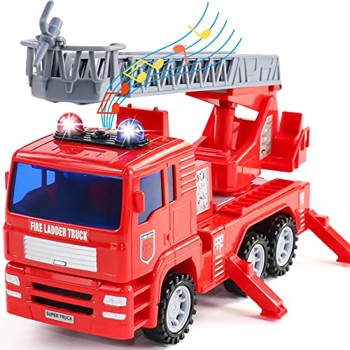 jerryvon Feuerwehrauto Feuerwehr Spielzeug Ab 2 3 4 Jahre - Auto Kinder Mit Wasserspritze Und Licht & Sound LKW Spielzeugauto Für Geschenk Junge 2 3 4 5 Jahre von jerryvon