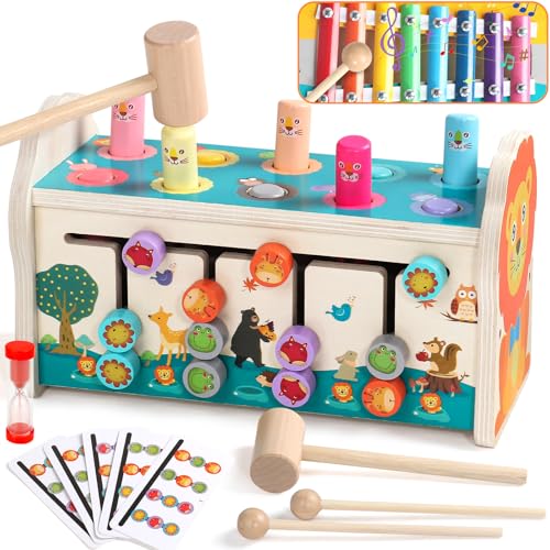 jerryvon Motorikspielzeug Montessori Spielzeug ab 1 Jahr, 4-in-1 Hammerspiel & Klopfbank mit Xylophon, Holzspielzeug Kinderspielzeug ab 1 Jahr, Baby Spielzeug Geschenk für 1 2 3 Jahre Mädchen Junge jerryvon Motorikspielzeug Montessori Spielzeug ab 1 Jahr, 4-in-1 Hammerspiel & Klopfbank mit Xylophon, Holzspielzeug Kinderspielzeug ab 1 Jahr, Baby Spielzeug Geschenk für 1 2 3 Jahre Mädchen Junge von jerryvon