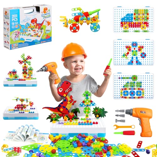 jerryvon Steckspiel Spielzeug ab 3 Jahre mit Bohrmaschine Werkzeugkoffer Kinderspielzeug und Mosaik Bastelset 3D Puzzle Spiele ab 3 4 5 6 Jahren für Geschenk 3 4 5 5 Jahre Junge Mädchen - Thema Dino jerryvon Steckspiel Spielzeug ab 3 Jahre mit Bohrmaschine Werkzeugkoffer Kinderspielzeug und Mosaik Bastelset 3D Puzzle Spiele ab 3 4 5 6 Jahren für Geschenk 3 4 5 5 Jahre Junge Mädchen - Thema Dino von jerryvon