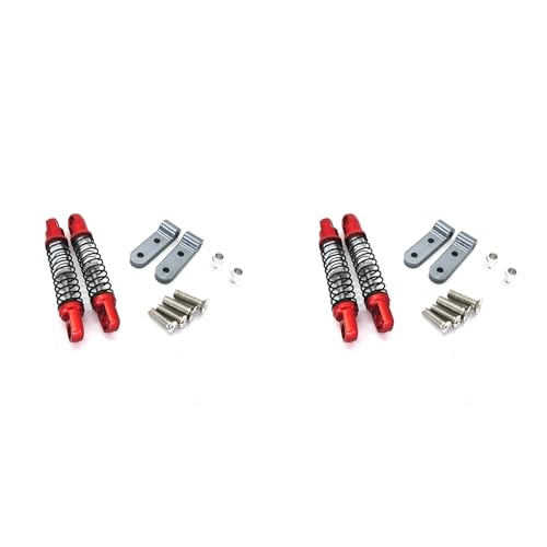 jewella 4X für D12 RC Truck Auto Upgrades Teile Metall Stoßdämpfer Hinten mit Festem Sitz Zubehör, Rot von jewella