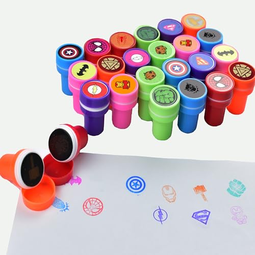 jiaoohoo 24 Stück Superhelden Mitgebsel Stempel Kinder,Mitgebsel Kindergeburtstag,Kindergeburtstag Gastgeschenke,Geburtstag Jungen & Mädchen Adventskalender Inhalt und kleine Geschenke für Kinder von jiaoohoo