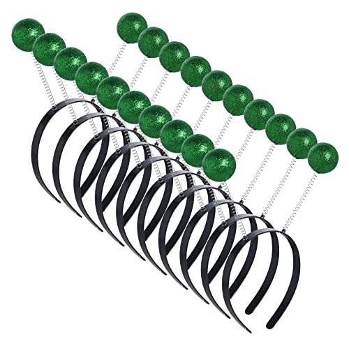 jiebor Alien-Stirnband, Mars-Antennen, Stirnband, Weltraum-Kostüm, Zubehör, Glitzer, Kugelkopf, Boppers für Party, Damen, Grün, 10 Stück von jiebor