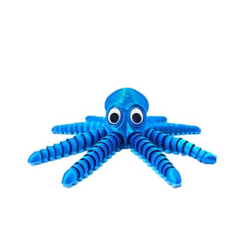 Mobile Niedlicher Oktopus – Spielzeugfigur aus Kunststoff, Kreatives Mini-Oktopus-Spielzeug, Lustiges Kinder-Lernspielzeug zur Stressabbau, Beweglicher Tentakel-Octopus für Sammler und Kinder (Blau) von jiejack