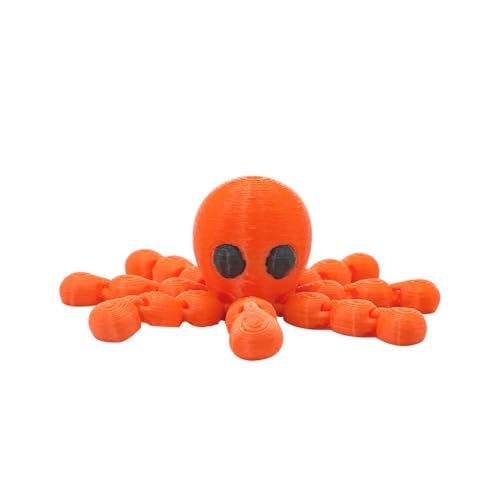 Mobile Niedlicher Oktopus – Spielzeugfigur aus Kunststoff, Kreatives Mini-Oktopus-Spielzeug, Lustiges Kinder-Lernspielzeug zur Stressabbau, Beweglicher Tentakel-Octopus für Sammler und Kinder (Orange) von jiejack