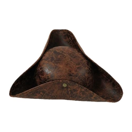 jiejack Piratenhut aus Kunstleder für Halloween & Karneval - Karibik-Piraten Kostüm Accessoire braun, verstellbar (52-60cm) für Erwachsene & Cosplay von jiejack