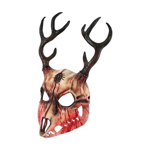 Geweih Halloween-Kostüm Rentier Hirschkopf Maskerade Vollgesicht für Party Karneval von jiingekk