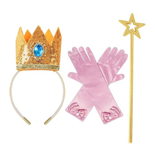 Prinzessinnenkronen-Zubehör-Set für Damen und Mädchen, Prinzessinnen-Kostüm, Kronen, Ohrringe, Zauberstab, Prinzessinnen-Haarbänder, Handschuhe Prinzessinnenkronen-Zubehör-Set für Damen und Mädchen, Prinzessinnen-Kostüm, Kronen, Ohrringe, Zauberstab, Prinzessinnen-Haarbänder, Handschuhe von jiingekk