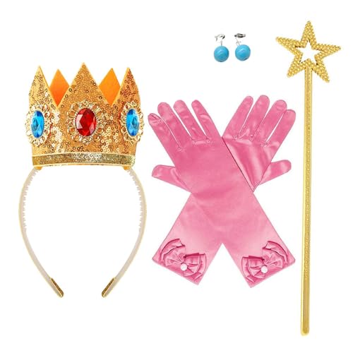 Prinzessinnenkronen-Zubehör-Set für Damen und Mädchen, Prinzessinnen-Kostüm, Kronen, Ohrringe, Zauberstab, Prinzessinnen-Haarbänder, Handschuhe Prinzessinnenkronen-Zubehör-Set für Damen und Mädchen, Prinzessinnen-Kostüm, Kronen, Ohrringe, Zauberstab, Prinzessinnen-Haarbänder, Handschuhe von jiingekk