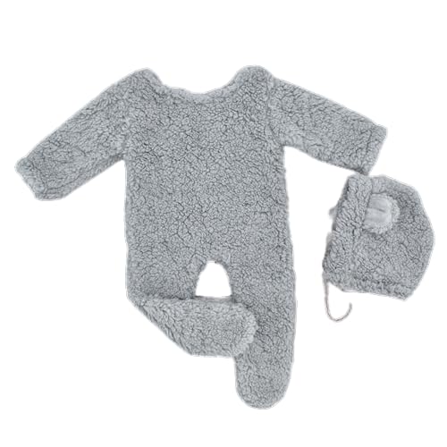 jiingekk Baby-Foto-Requisiten, Berber-Fleece, Bär, Ohr, Hut und Overall, Set für Neugeborene, Foto-Requisiten, 2-teiliges Set mit Bärenhut und Overall, Baby-Themen-Requisite jiingekk Baby-Foto-Requisiten, Berber-Fleece, Bär, Ohr, Hut und Overall, Set für Neugeborene, Foto-Requisiten, 2-teiliges Set mit Bärenhut und Overall, Baby-Themen-Requisite von jiingekk