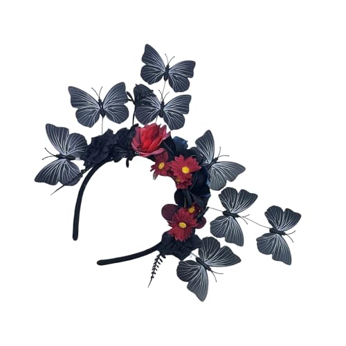 jiingekk Bunte Schmetterlings-Blumenkronen, Kopfschmuck, ethnisch, verstellbar, für Weihnachten, Derby, StPatricks, Feier, Party, Schmetterlings-Stirnbänder von jiingekk