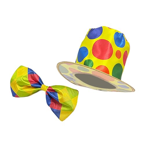 jiingekk Clownshut mit Fliege, Zirkus, Halloween, Clown-Kostüm, Zubehör für Damen, Herren, Halloween, Karneval, Weihnachten, Cosplay jiingekk Clownshut mit Fliege, Zirkus, Halloween, Clown-Kostüm, Zubehör für Damen, Herren, Halloween, Karneval, Weihnachten, Cosplay von jiingekk