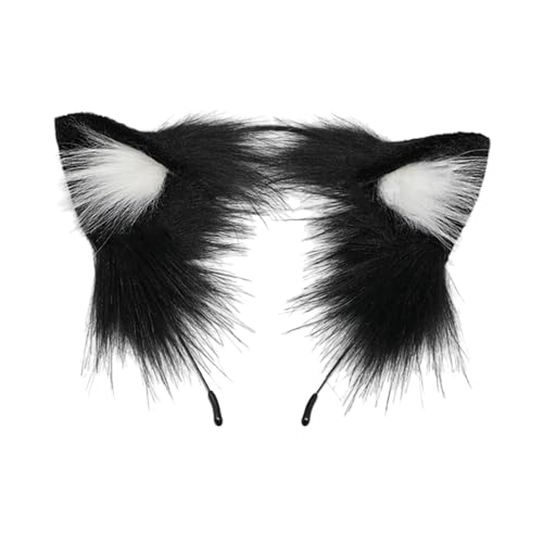 jiingekk Fuchsschwanz, Katzenohren, Haarband, niedlicher Plüschtierschwanz, verstellbarer Gürtel, Halloween-Kostüm, Zubehör für Karneval von jiingekk