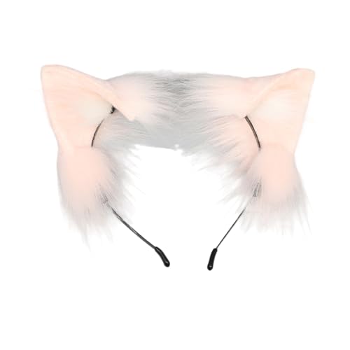 jiingekk Fuchsschwanz, Katzenohren, Haarband, niedlicher Plüschtierschwanz, verstellbarer Gürtel, Halloween-Kostüm, Zubehör für Karneval von jiingekk