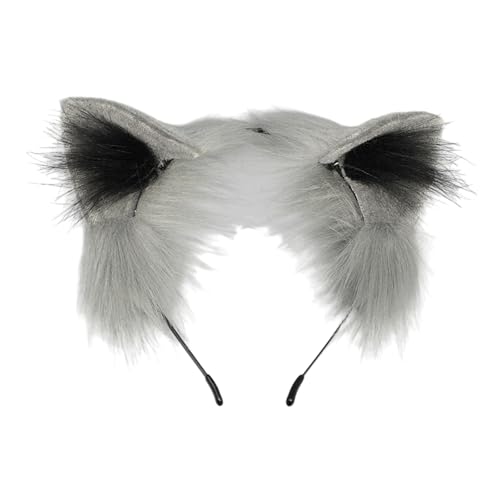 jiingekk Fuchsschwanz, Katzenohren, Haarband, niedlicher Plüschtierschwanz, verstellbarer Gürtel, Halloween-Kostüm, Zubehör für Karneval von jiingekk