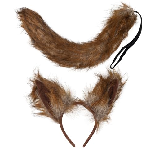 jiingekk Fuchsschwanz mit Füchsenohren, Kopfbedeckung, Halloween-Kostüm, Zubehör, Plüsch, Wolfsschwanz, Wolfsohren, Stirnband für Damen jiingekk Fuchsschwanz mit Füchsenohren, Kopfbedeckung, Halloween-Kostüm, Zubehör, Plüsch, Wolfsschwanz, Wolfsohren, Stirnband für Damen von jiingekk