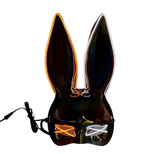 jiingekk LED-Leuchte Hasen halbes Gesicht für Damen, Halloween, Maskerade, Karneval, Halloween, Kaninchen, Kostüm-Zubehör jiingekk LED-Leuchte Hasen halbes Gesicht für Damen, Halloween, Maskerade, Karneval, Halloween, Kaninchen, Kostüm-Zubehör von jiingekk
