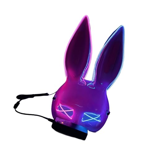 jiingekk LED-Leuchte Hasen halbes Gesicht für Damen, Halloween, Maskerade, Karneval, Halloween, Kaninchen, Kostüm-Zubehör jiingekk LED-Leuchte Hasen halbes Gesicht für Damen, Halloween, Maskerade, Karneval, Halloween, Kaninchen, Kostüm-Zubehör von jiingekk