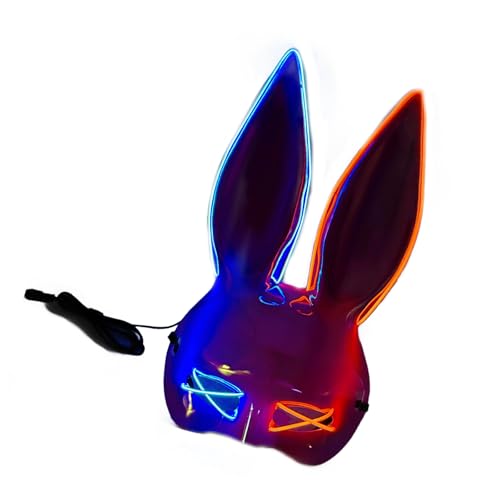 jiingekk LED-Leuchte Hasen halbes Gesicht für Damen, Halloween, Maskerade, Karneval, Halloween, Kaninchen, Kostüm-Zubehör jiingekk LED-Leuchte Hasen halbes Gesicht für Damen, Halloween, Maskerade, Karneval, Halloween, Kaninchen, Kostüm-Zubehör von jiingekk