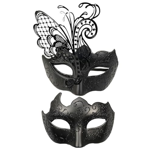 jiingekk Maskenmasken-Set für Damen und Herren, Halloween, Schmetterling-Augenmaske, halbes Gesicht, Maskerade, Augenmaske, 2 Stück von jiingekk