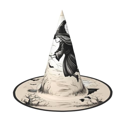 Halloween-Hut mit fliegendem Hexen-Druck, 2er-Set, geeignet für Familien-Mottopartys, Hofdekoration, Karnevalspartys von jingong