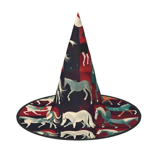 Halloween-Hut mit verschiedenen Pferdemotiven, 2er-Set, geeignet für Familien-Mottopartys, Hofdekoration, Karnevalspartys von jingong