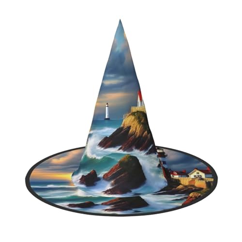 Leuchtturm mit Diamantmalerei, Halloween-Hut, 2er-Set, geeignet für Familien-Mottopartys, Hofdekoration, Karnevalspartys von jingong