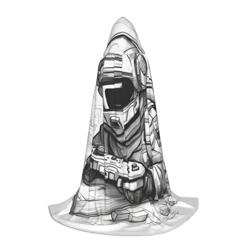 Monochromer Skizzenstil Gaming-Druck, stilvoller Kapuzenumhang – übergroßer Hut, Umhang für Damen und Herren, passend für Karneval, Cosplay Monochromer Skizzenstil Gaming-Druck, stilvoller Kapuzenumhang – übergroßer Hut, Umhang für Damen und Herren, passend für Karneval, Cosplay von jingong