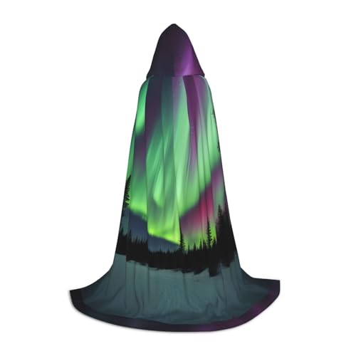 Northern Lights Painting Print Stylish Hooded Cape Cloak - Oversized Hat Cape for Women and Men, Fit Carnival Cosplay von jingong