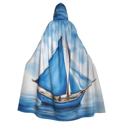 jingong Blauer Segelboot-Druck, eleganter Kapuzenumhang, übergroßer Kapuzenumhang mit Fliege für Halloween, Kostümpartys, Rollenspiele jingong Blauer Segelboot-Druck, eleganter Kapuzenumhang, übergroßer Kapuzenumhang mit Fliege für Halloween, Kostümpartys, Rollenspiele von jingong