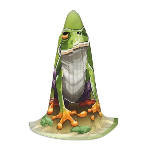 jingong Cartoon-Frosch-Druck, stilvoller Kapuzenumhang – übergroßer Hut, Umhang für Damen und Herren, passend für Karneval, Cosplay jingong Cartoon-Frosch-Druck, stilvoller Kapuzenumhang – übergroßer Hut, Umhang für Damen und Herren, passend für Karneval, Cosplay von jingong