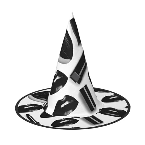 jingong Coole schwarze Lippenstift-Lippen-Druck, Halloween-Hut, 2er-Set, passend für Familien-Mottopartys, Hofdekoration, Karnevalspartys von jingong