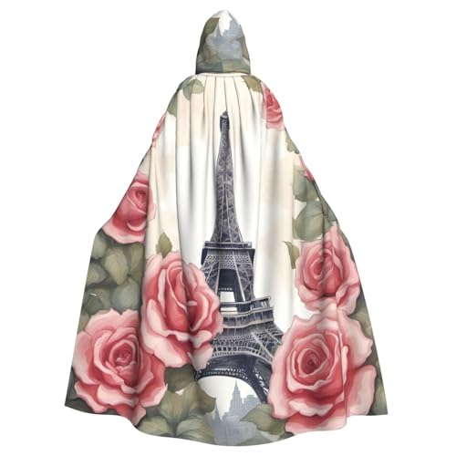 jingong Eiffelturm-Rosen-Blumendruck, eleganter Kapuzenumhang, übergroßer Kapuzenumhang mit Fliege für Halloween, Kostümpartys, Rollenspiele jingong Eiffelturm-Rosen-Blumendruck, eleganter Kapuzenumhang, übergroßer Kapuzenumhang mit Fliege für Halloween, Kostümpartys, Rollenspiele von jingong
