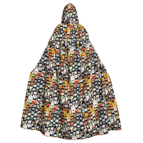 jingong Eleganter Kapuzenumhang mit Cartoon-Katzen-Druck, übergroßer Kapuzenumhang mit Fliege für Halloween, Kostümpartys, Rollenspiele jingong Eleganter Kapuzenumhang mit Cartoon-Katzen-Druck, übergroßer Kapuzenumhang mit Fliege für Halloween, Kostümpartys, Rollenspiele von jingong