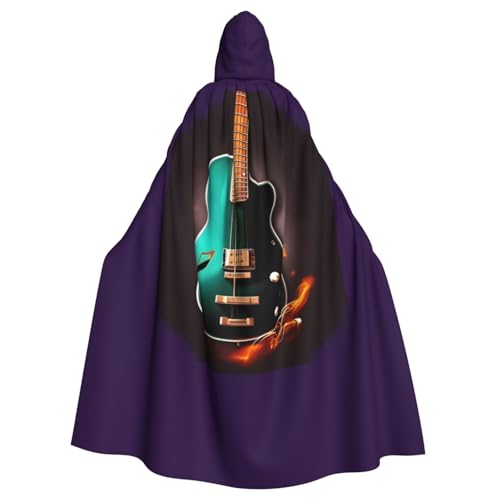 jingong Eleganter Kapuzenumhang mit Gitarren-Druck, übergroßer Kapuzenumhang mit Fliege für Halloween, Kostümpartys, Rollenspiele jingong Eleganter Kapuzenumhang mit Gitarren-Druck, übergroßer Kapuzenumhang mit Fliege für Halloween, Kostümpartys, Rollenspiele von jingong