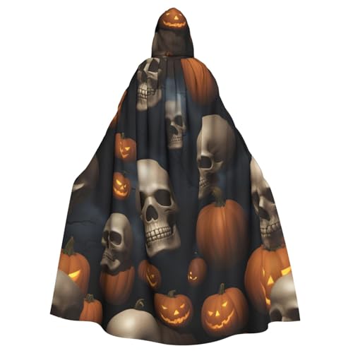 jingong Eleganter Kapuzenumhang mit Halloween-Totenkopf-Druck, übergroßer Kapuzenumhang mit Fliege für Halloween, Kostümpartys, Rollenspiele jingong Eleganter Kapuzenumhang mit Halloween-Totenkopf-Druck, übergroßer Kapuzenumhang mit Fliege für Halloween, Kostümpartys, Rollenspiele von jingong