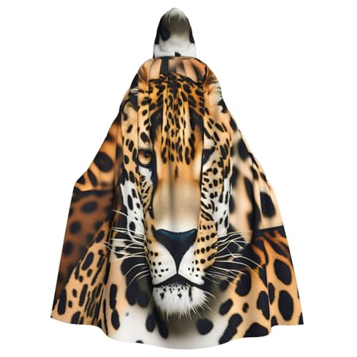jingong Eleganter Kapuzenumhang mit Leopardenmuster, übergroßer Kapuzenumhang mit Fliege für Halloween, Kostümpartys, Rollenspiele jingong Eleganter Kapuzenumhang mit Leopardenmuster, übergroßer Kapuzenumhang mit Fliege für Halloween, Kostümpartys, Rollenspiele von jingong