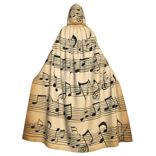 jingong Eleganter Kapuzenumhang mit Musiknoten-Druck, übergroßer Kapuzenumhang mit Fliege für Halloween, Kostümpartys, Rollenspiele jingong Eleganter Kapuzenumhang mit Musiknoten-Druck, übergroßer Kapuzenumhang mit Fliege für Halloween, Kostümpartys, Rollenspiele von jingong