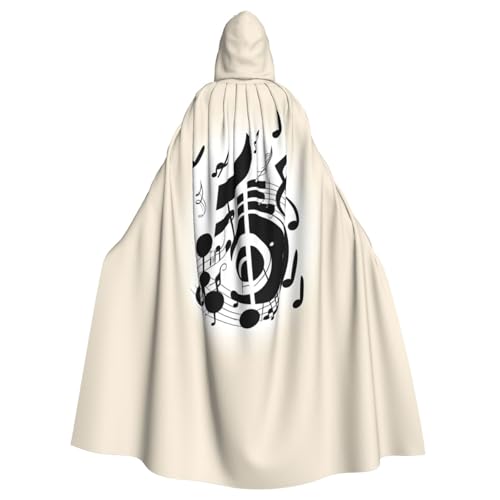 jingong Eleganter Kapuzenumhang mit Musiknoten-Druck, übergroßer Kapuzenumhang mit Fliege für Halloween, Kostümpartys, Rollenspiele jingong Eleganter Kapuzenumhang mit Musiknoten-Druck, übergroßer Kapuzenumhang mit Fliege für Halloween, Kostümpartys, Rollenspiele von jingong