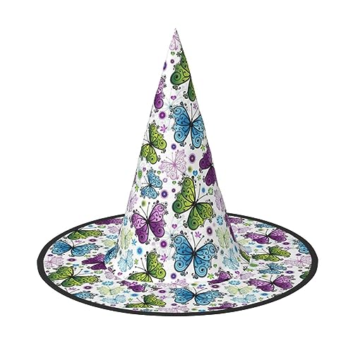 jingong Frühlingshut mit buntem Schmetterlings-Druck, 3er-Set, geeignet für Familien-Mottopartys, Hofdekoration, Karnevalspartys von jingong